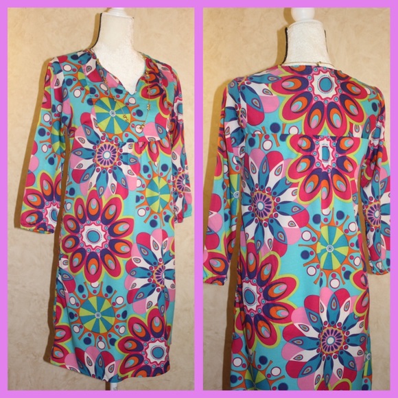 Mod 60s Inspired Vibrant Shift Dress - Picture 1 of 2